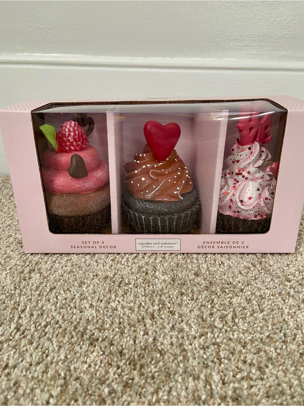 NWT Cupcakes and Cashmere Chocolate Faux Cupcakes Set of 3 Valentines Day - Picture 3 of 9